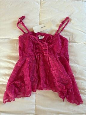 Urban Outfitters NWT Pink Lace Babydoll Cami Fairycore Coquette